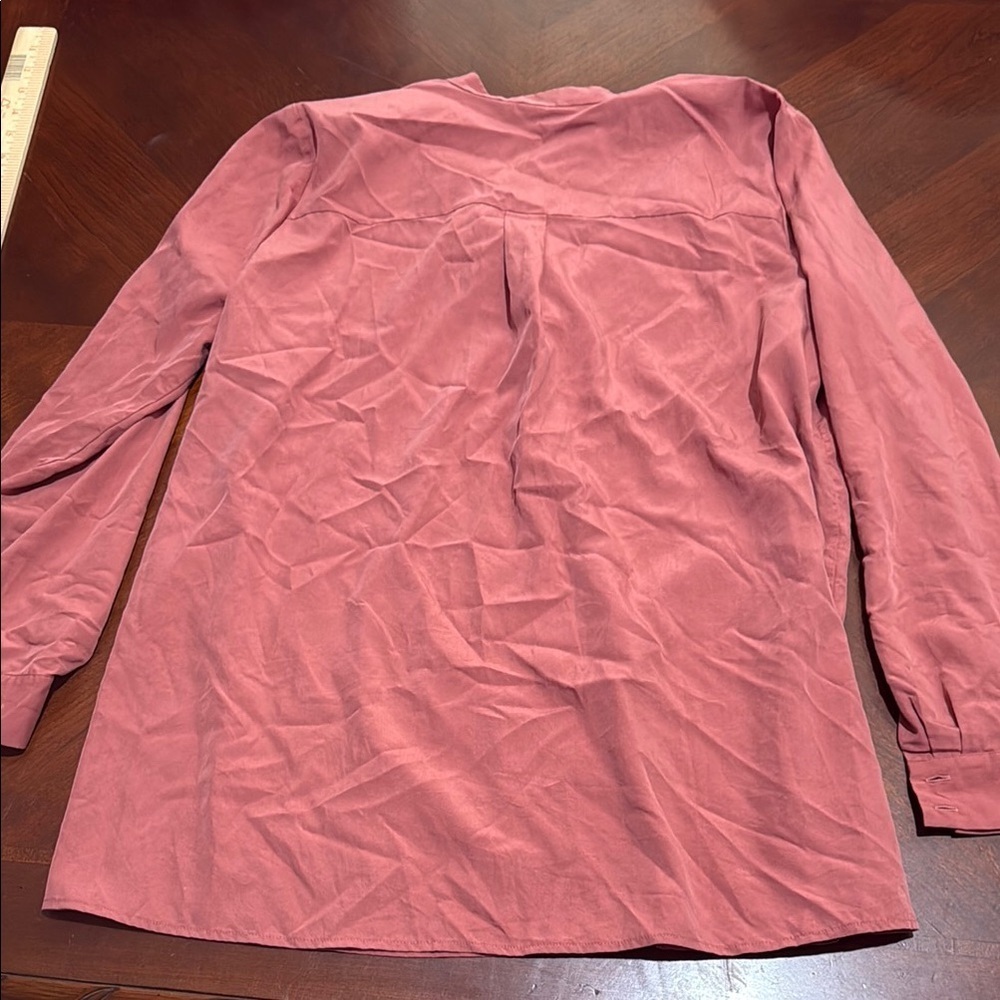 Eileen Fisher sandwashed Pink Button Down Shirt stand up collar chutney - Picture 11 of 12